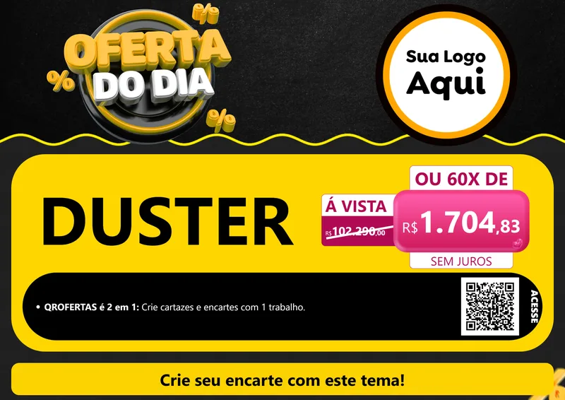 Modelo de Cartaz para Cartaz A4 Horizontal com o tema Oferta Do Dia para Concessionaria de Carros