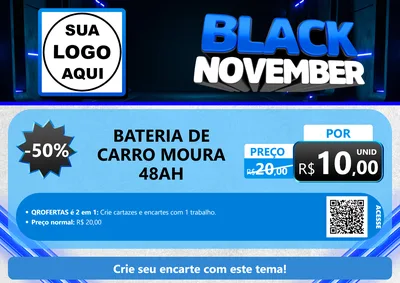 Modelo de Cartaz para Cartaz A4 Horizontal com o tema Black November para Baterias Elétricas