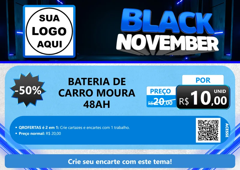 Modelo de Cartaz para Cartaz A4 Horizontal com o tema Black November para Baterias Elétricas
