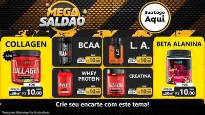Modelo de TV para TV Horizontal com o tema Mega Saldão para Suplementos alimentares