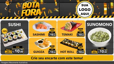 Modelo de TV para TV Horizontal com o tema Bota Fora para Comida japonesa