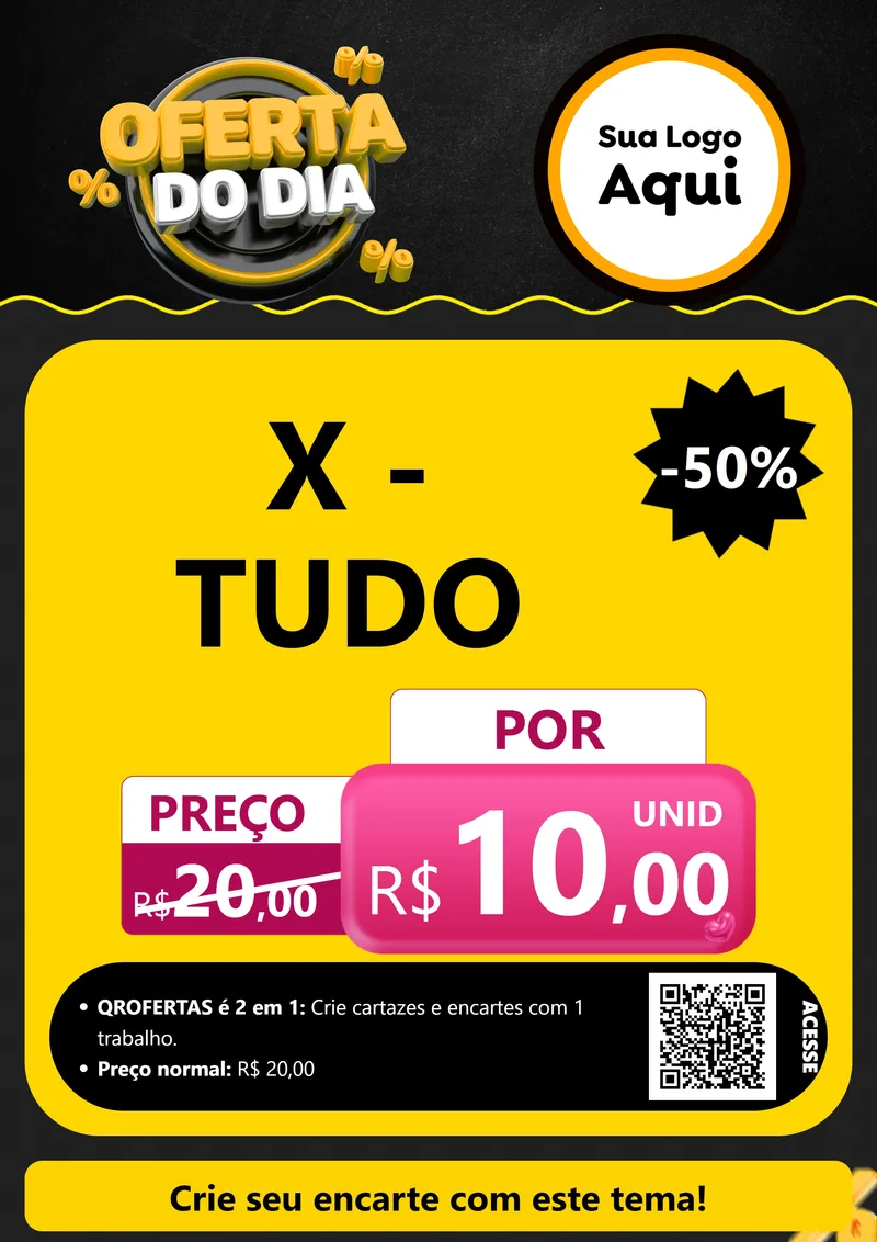 Modelo de Cartaz para Cartaz A4 Vertical com o tema Oferta Do Dia para Hamburgueria
