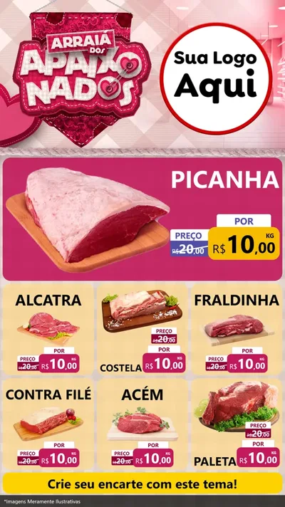 Modelo de Rede Social para Stories com o tema Arraiá dos Apaixonados - Junina para Açougue