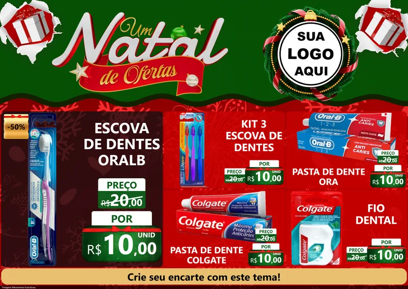 Modelo de Encarte para Encarte A4 Horizontal com o tema Um Natal de Ofertas para Higiene Pessoal