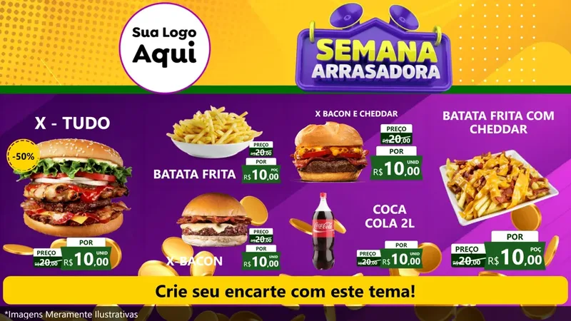 Modelo de TV para TV Horizontal com o tema Semana Arrasadora para Hamburgueria