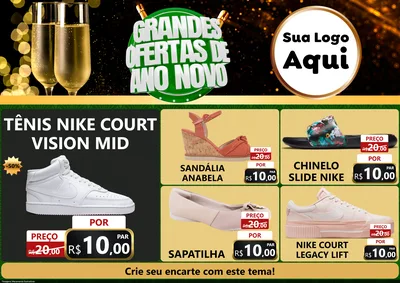 Modelo de Encarte para Encarte A4 Horizontal com o tema Grandes Ofertas de Ano Novo para Calçados