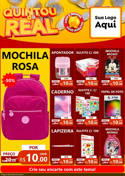 Modelo de Encarte para Encarte A4 Vertical com o tema Quintou do Real para Papelaria