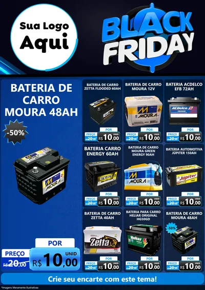 Modelo de Encarte para Encarte A4 Vertical com o tema Black Friday para Baterias Elétricas