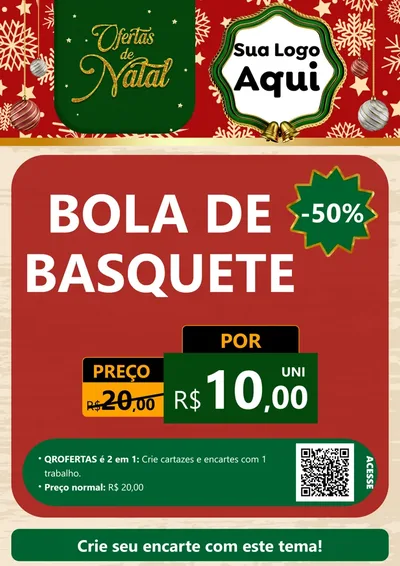 Modelo de Cartaz para Cartaz A4 Vertical com o tema Natal de Ofertas para Artigos Esportivos