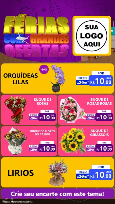 Modelo de TV para TV Vertical com o tema Férias com Grandes Ofertas para Floricultura e jardim