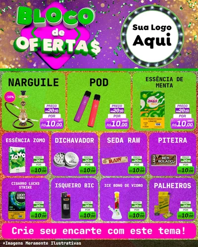 Modelo de Rede Social para Feed Instagram com o tema Bloco de Ofertas para Tabacaria
