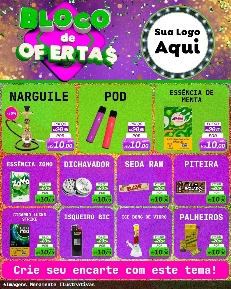Modelo de Rede Social para Feed Instagram com o tema Bloco de Ofertas para Tabacaria