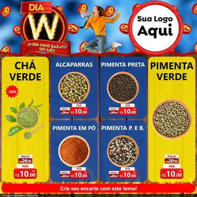 Modelo de Rede Social para Feed Facebook com o tema Dia W - O Dia Mais Barato Do Mês para Produtos Naturais