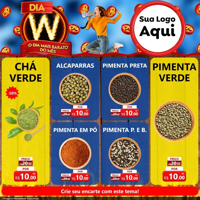 Modelo de Rede Social para Feed Facebook com o tema Dia W - O Dia Mais Barato Do Mês para Produtos Naturais