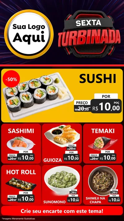Modelo de Rede Social para Stories com o tema Sexta Turbinada para Comida japonesa