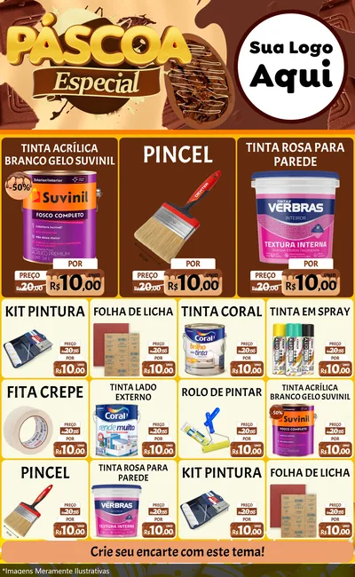 Modelo de Encarte para Encarte Grande com o tema Páscoa Especial para Tintas e Ferramentas