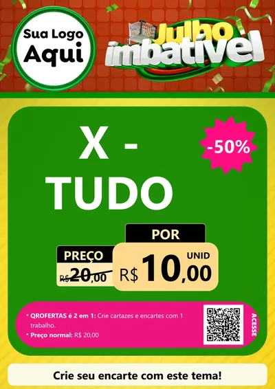 Modelo de Cartaz para Cartaz A4 Vertical com o tema Julho Imbatível para Hamburgueria