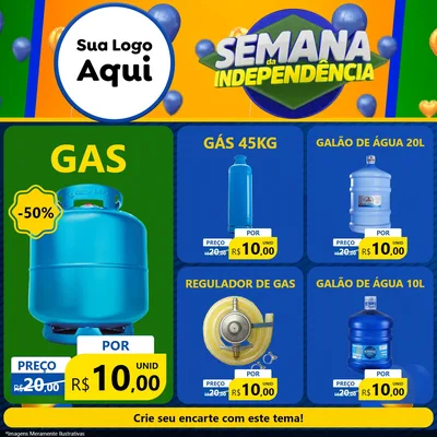 Modelo de Rede Social para Feed Facebook com o tema Semana da Independência para Água e gás