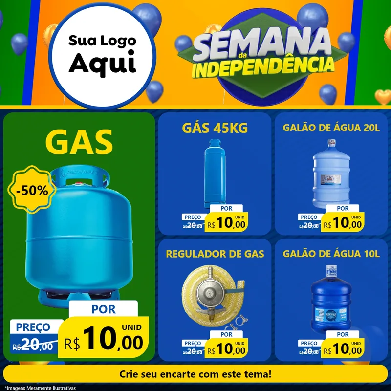 Modelo de Rede Social para Feed Facebook com o tema Semana da Independência para Água e gás