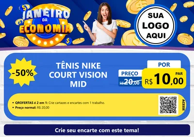 Modelo de Cartaz para Cartaz A4 Horizontal com o tema Janeiro da Economia para Calçados