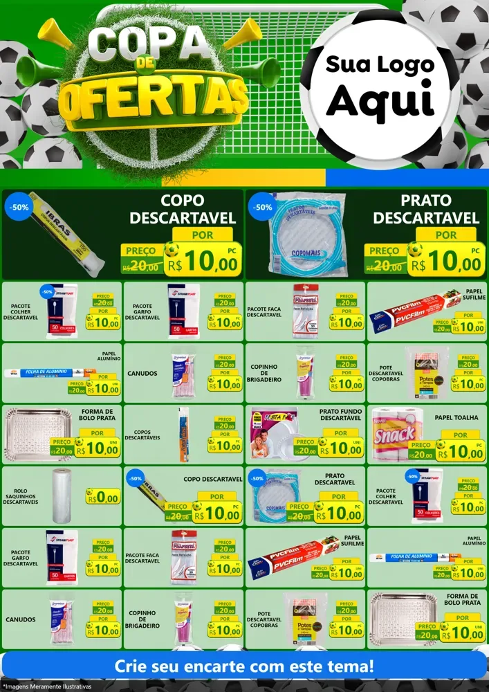 Modelo de Encarte para Encarte A4 Vertical com o tema Copa De Ofertas para Embalagens