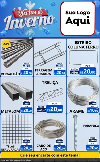 Modelo de Encarte para Encarte Grande com o tema Ofertas de Inverno para Ferragens