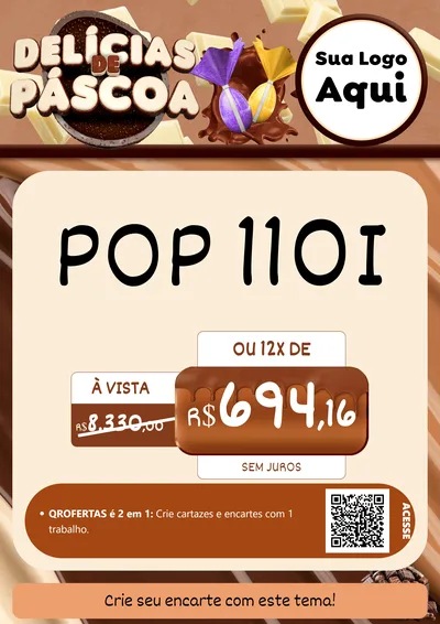 Modelo de Cartaz para Cartaz A4 Vertical com o tema Delícias de Páscoa para Concessionaria de Motos
