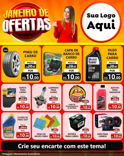 Modelo de Rede Social para Feed Instagram com o tema Janeiro de Ofertas para Auto peças