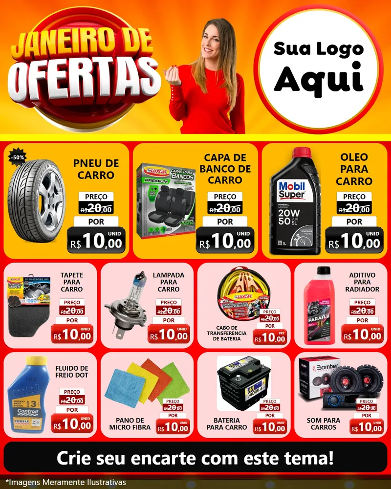 Modelo de Rede Social para Feed Instagram com o tema Janeiro de Ofertas para Auto peças