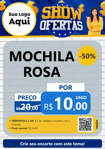 Modelo de Cartaz para Cartaz A4 Vertical com o tema Show de Ofertas para Papelaria
