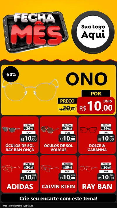 Modelo de Rede Social para Stories com o tema Fecha Mês para Óticas