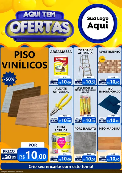 Modelo de Encarte para Encarte A4 Vertical com o tema Aqui Tem Ofertas para Material para Construção