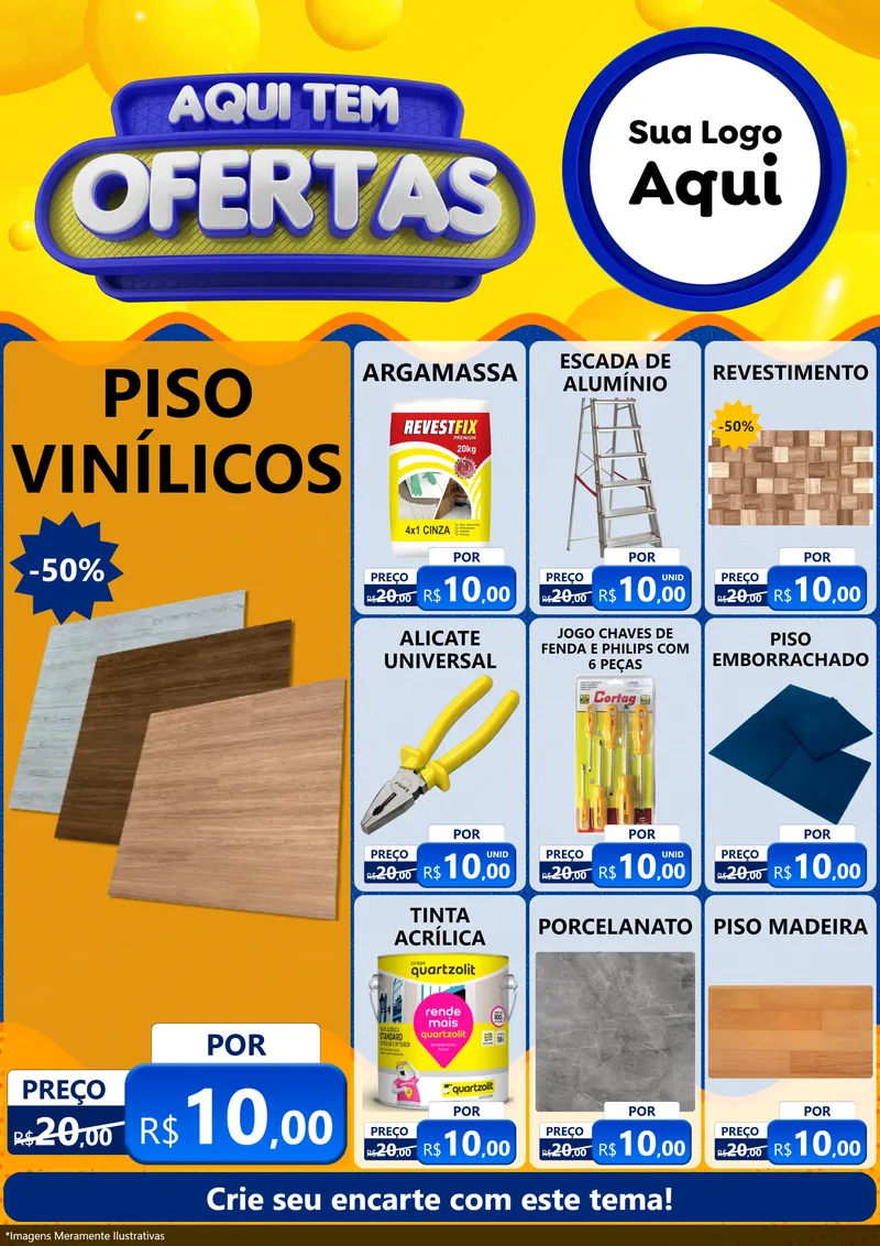 Modelo de Encarte para Encarte A4 Vertical com o tema Aqui Tem Ofertas para Material para Construção