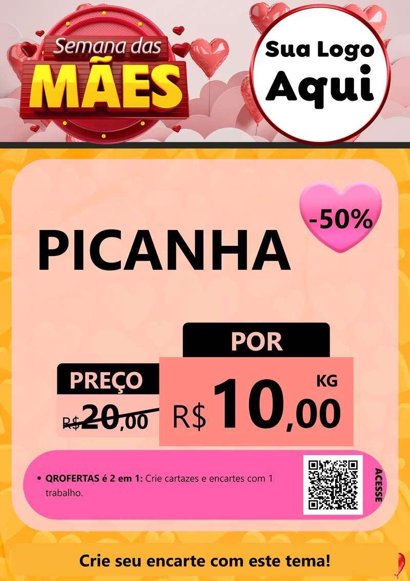Modelo de Cartaz para Cartaz A4 Vertical com o tema Semana das Mães para Açougue
