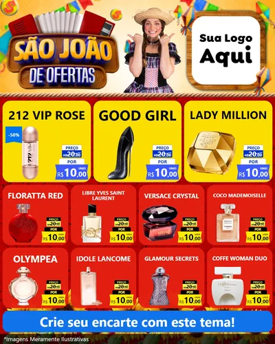 Modelo de Rede Social para Feed Instagram com o tema São João de Ofertas para Perfumes