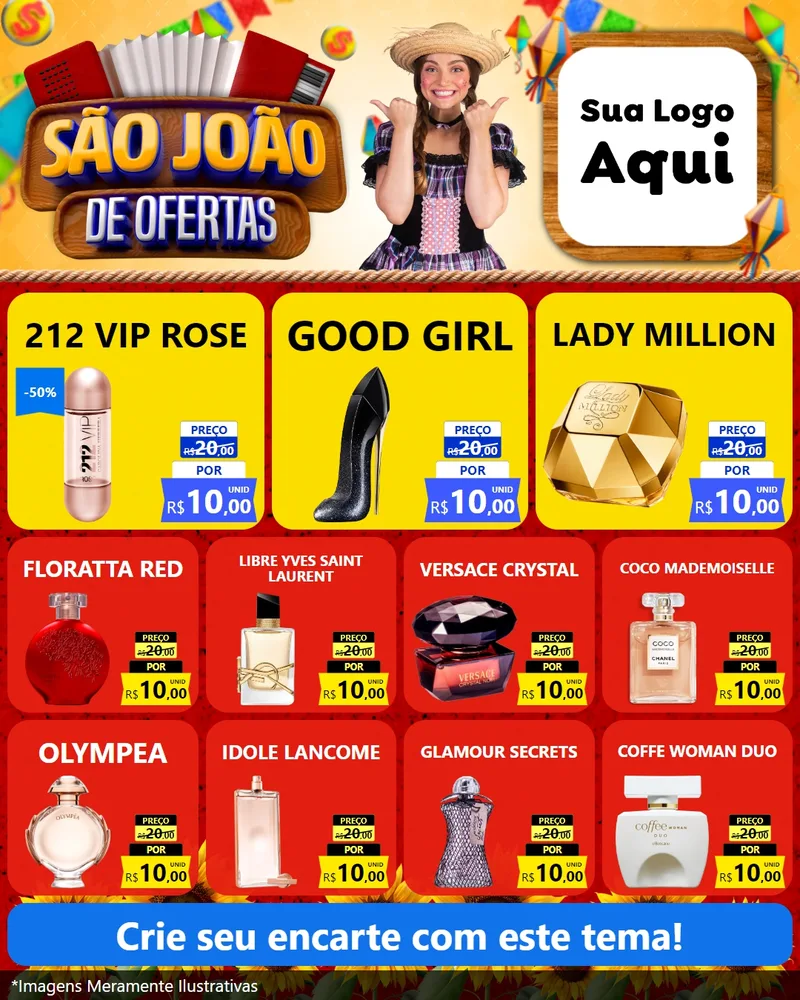 Modelo de Rede Social para Feed Instagram com o tema São João de Ofertas para Perfumes