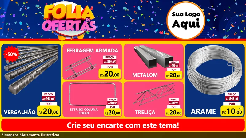 Modelo de TV para TV Horizontal com o tema Folia de Ofertas para Ferragens