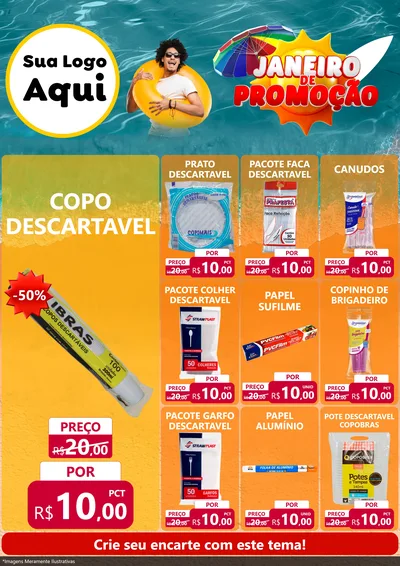 Modelo de Encarte para Encarte A4 Vertical com o tema Janeiro de Promoção para Embalagens