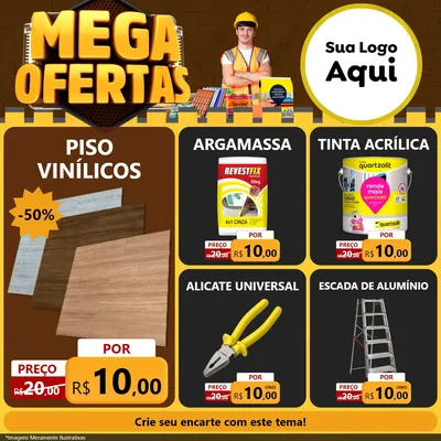 Modelo de Rede Social para Feed Facebook com o tema Mega Ofertas para Material para Construção