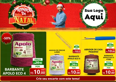 Modelo de Encarte para Encarte A4 Horizontal com o tema Promoção de Natal para Armarinho e Aviamentos