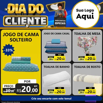 Modelo de Rede Social para Feed Facebook com o tema Dia Do Cliente para Cama, Mesa e Banho