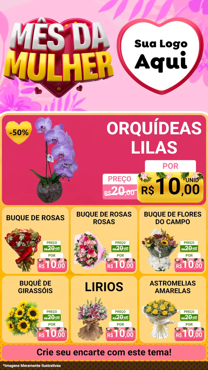 Modelo de Rede Social para Stories com o tema Mês da Mulher para Floricultura e jardim