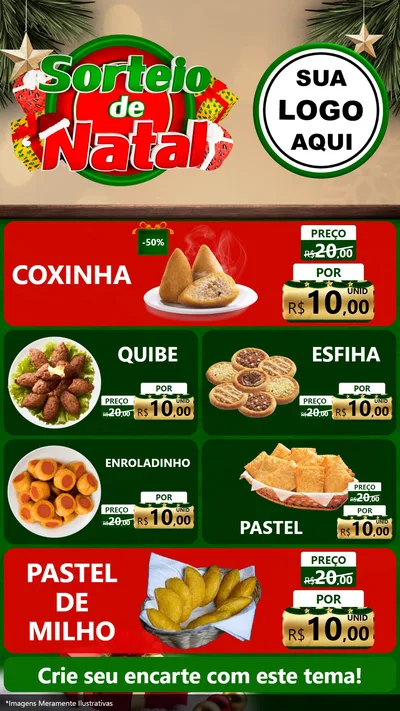 Modelo de TV para TV Vertical com o tema Sorteio de Natal para Salgadaria