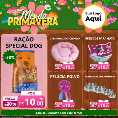 Modelo de Rede Social para Feed Facebook com o tema Mês da Primavera para Pet Shop