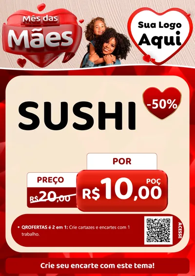 Modelo de Cartaz para Cartaz A4 Vertical com o tema Mês das Mães para Comida japonesa