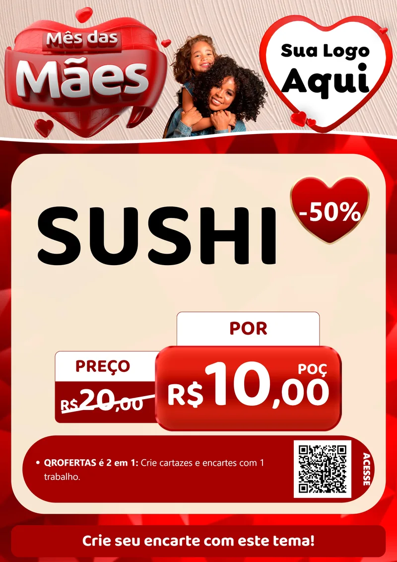 Modelo de Cartaz para Cartaz A4 Vertical com o tema Mês das Mães para Comida japonesa