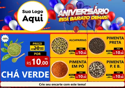 Modelo de Encarte para Encarte A4 Horizontal com o tema Aniversário para Produtos Naturais