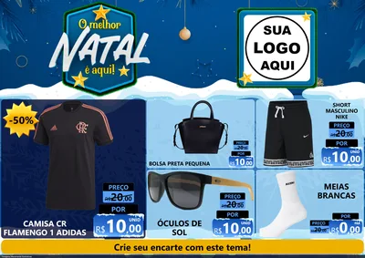 Modelo de Encarte para Encarte A4 Horizontal com o tema O Melhor Natal É Aqui! para Roupas e acessórios