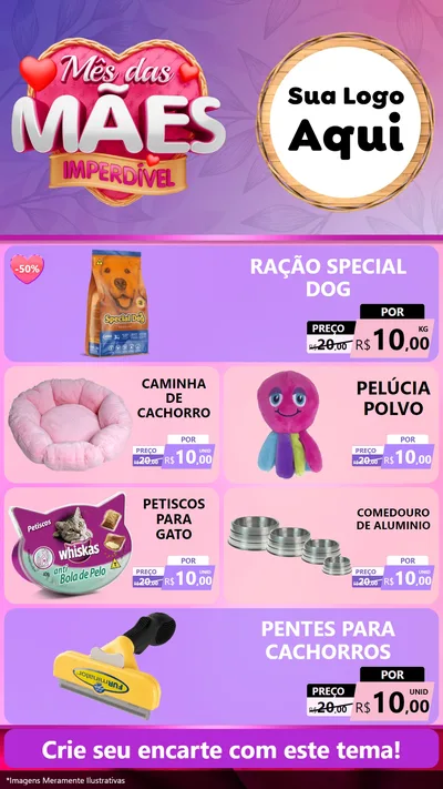 Modelo de TV para TV Vertical com o tema Mês das Mães Imperdível para Pet Shop