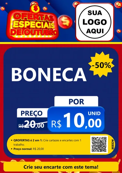 Modelo de Cartaz para Cartaz A4 Vertical com o tema Ofertas Especiais de Outubro para Brinquedos